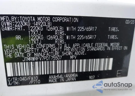 2023 Toyota Rav4 Hybrid Xle из США, поврежденный, VIN JTMRWRFV7PD175507